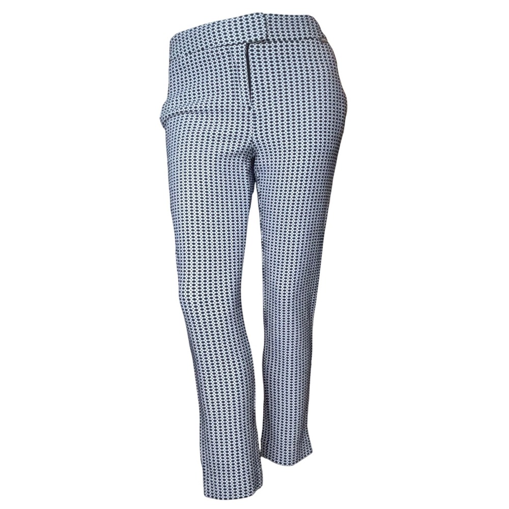 Sung Alfred Sung Geometric Cropped Trousers Black White Preppy Office Chic Sz 4